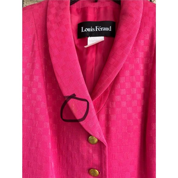 Vintage Louis Feraud Virgin Wool 2 Piece Blazer And Skirt - Size 10 - Pink - Picture 5 of 16